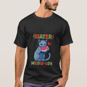 Könsblått katt Eating Watermelon Summer V T Shirt