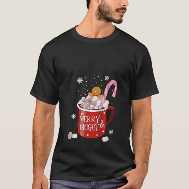 Könsbröd Retro Merry och Bright Christma T Shirt (Framsida)