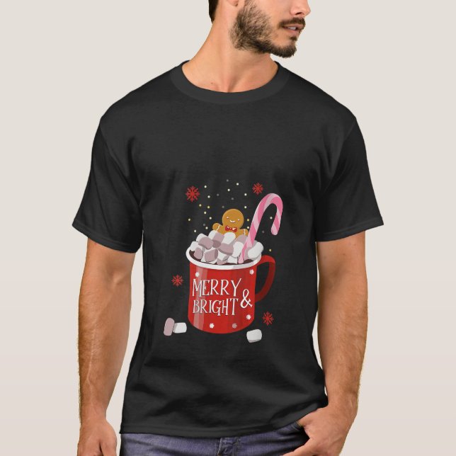 Könsbröd Retro Merry och Bright Christma T Shirt (Framsida)