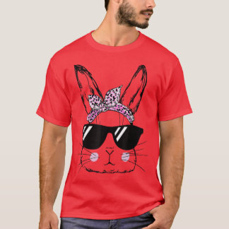 Könsbunny Ansikte med leopard sunglass Lycklig Ea T Shirt
