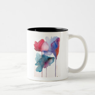 Konsdesign av modern blommigt för vattenfärgsblomm Två-Tonad mugg