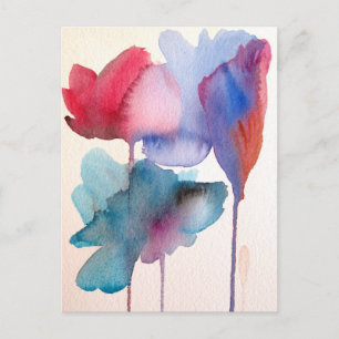 Konsdesign av modern blommigt för vattenfärgsblomm vykort