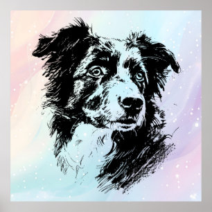Konsdesign för Chic i Australian shepherd Hund Poster