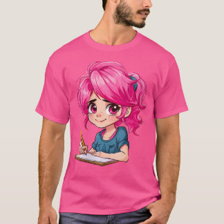 Könsdjur och skal Anime Girl Sketching OT T Shirt