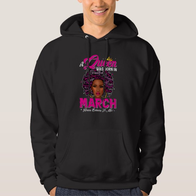 Könsdrottning föds i mars. hoodie (Framsida)