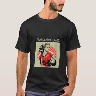 Könsdukar för kvinnor med Bollar Vintage Retro Mat T Shirt