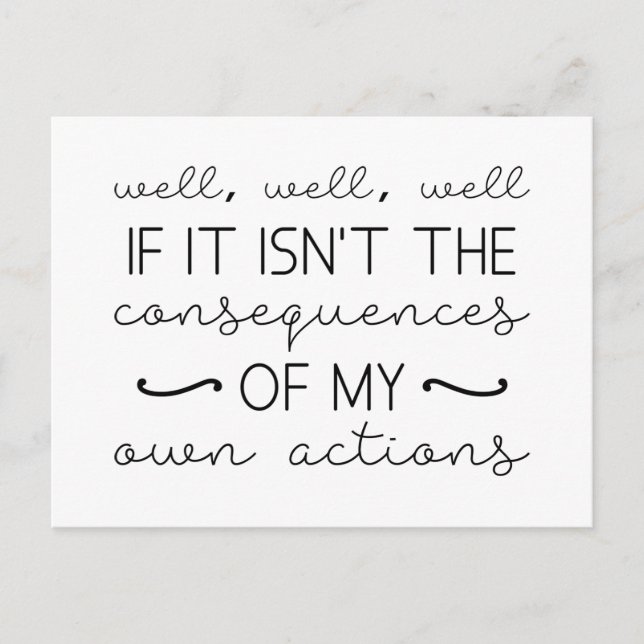 Konsekvenser av mina åtgärder vykort (Framsida)