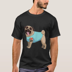 Könser Rolig hund Pug I Kärlek Mamma Tattoo Gift T Shirt