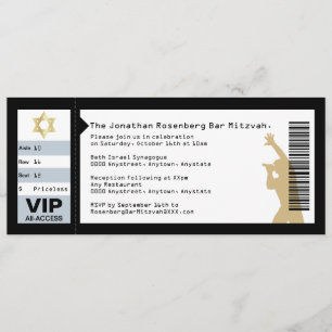 Konsert Biljett Pub Mitzvah-inbjudan i Black Inbjudningar