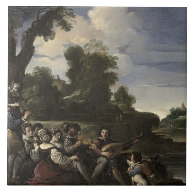 Konsert Champetre, 1617 (olja på panel) Kakelplatta (Framsidan)