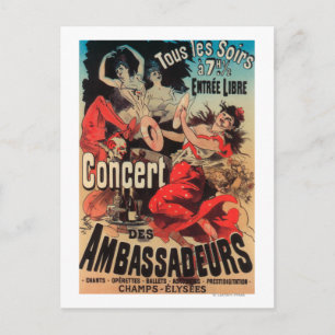Konsert Poster på Avenue de Champs-Elysee Vykort