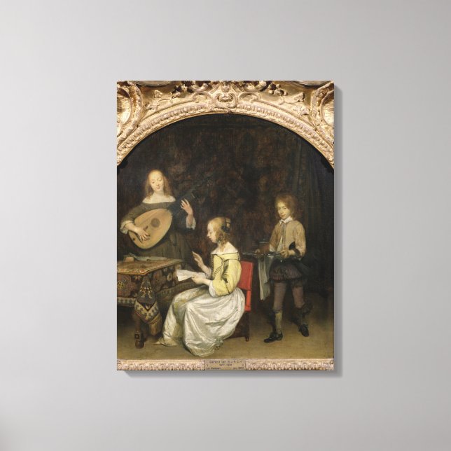 Konsert: Singer och Theorbo Player Canvastryck (Framsida)