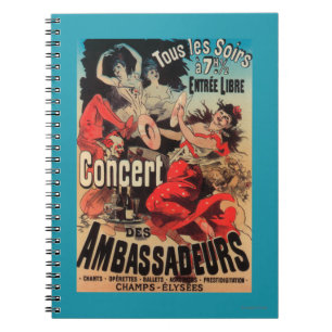 Konsertaffisch på avenyn de Champs-Elysees Anteckningsbok Med Spiral