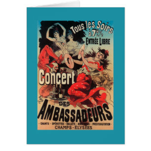 Konsertaffisch på avenyn de Champs-Elysees Hälsningskort