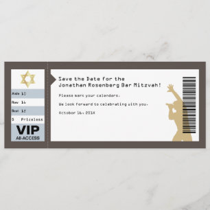 Konsertbiljett Bar Mitzvah Save the Date i Brun Inbjudningar