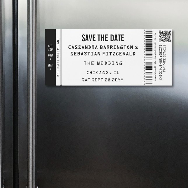 Konsertbiljett Bröllop Spara Datum Magnet (Fun concert ticket style wedding save the date magnet will keep your wedding on display.)