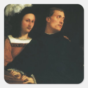Konserten av Titian Vintage Renässans Finkonst Fyrkantigt Klistermärke
