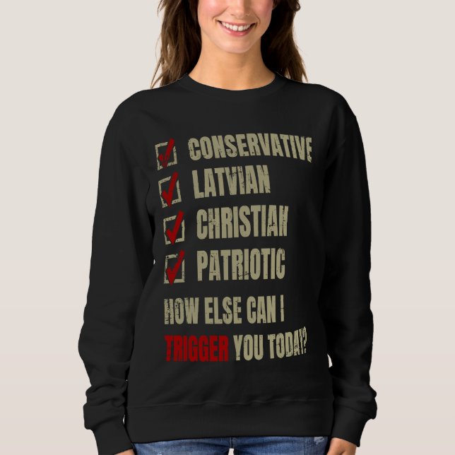 Konservativ lettisk kristen patriotisk t shirt (Framsida)