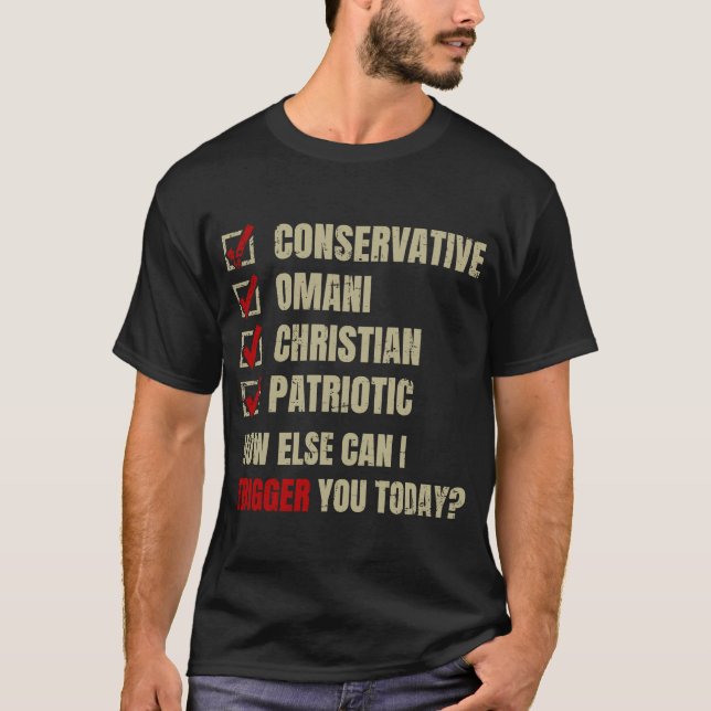 Konservativ Omani Christian Patriotic T Shirt (Framsida)