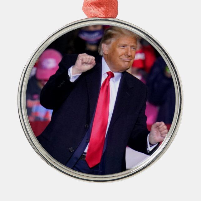 Konservativ Republican MAGA Donald Trump Dancing Julgransprydnad Metall (Framsidan)
