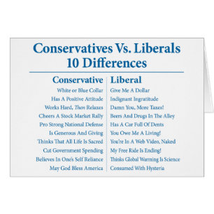 Konservativ Vs. liberal person 10 skillnader Hälsningskort