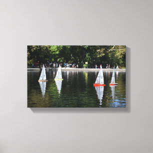 Konservatorialguineanska parken Vatten Boat Pond N Canvastryck