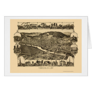 Konservera panorama- karta för NY - 1882 Hälsningskort