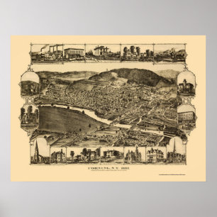 Konservera panorama- karta för NY - 1882 Poster