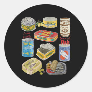 Konserverad Fisk Sardiner Tröja Tomat Flicka Somma Runt Klistermärke