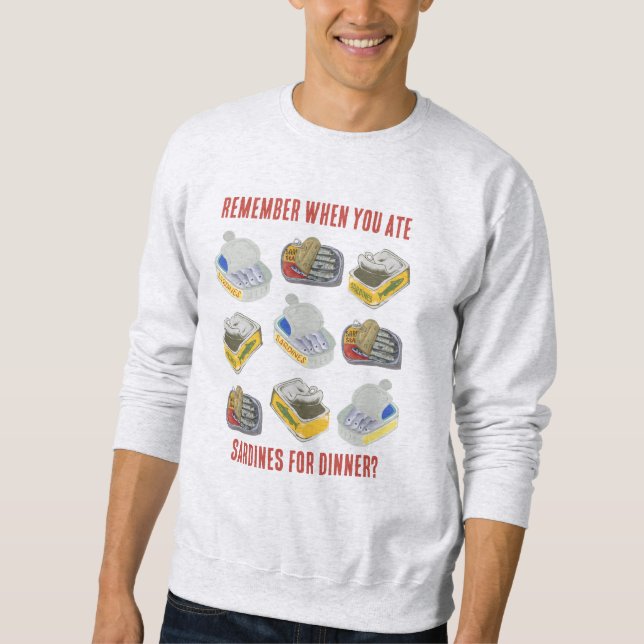 Konserverade SARDINER Minns du när du åt ... Lång Ärmad Tröja (Framsida)