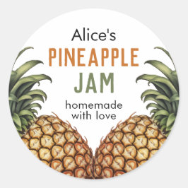 Konserveringsetikett för ananas sylt runt klistermärke