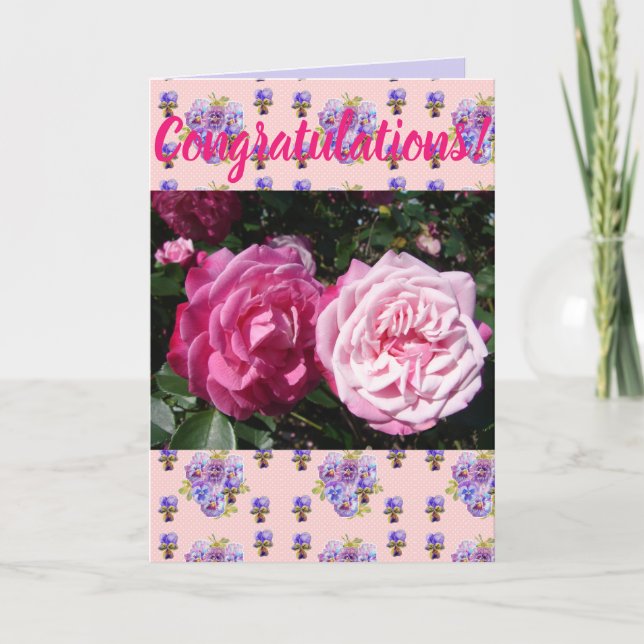 Konserveringskort för nedre Blommigt i Rosa ros Kort (Framsida)
