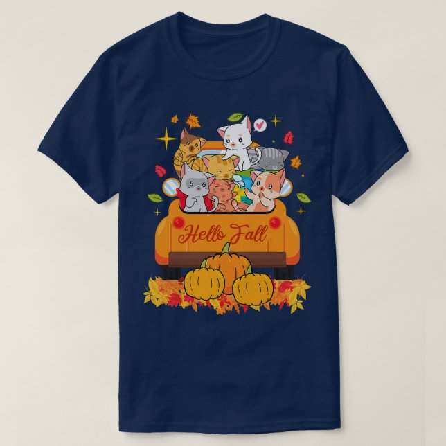 Könsfall Kvinnor Manar Cute Lastbil Katt höstkatt  T Shirt (Design framsida)