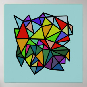 Konsfärgade geometriska trianglar poster