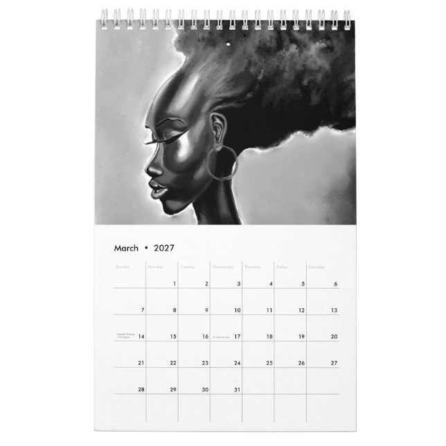 Könsfärgning - vattenfärgsfärg kalender (Mar 2027)