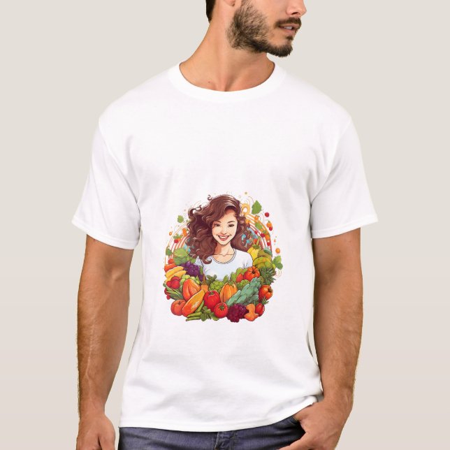 Könsfärska fruktgrönsaker t shirt (Framsida)
