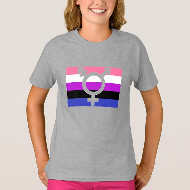 Könsfluid flaggskärning t shirt (Framsida)