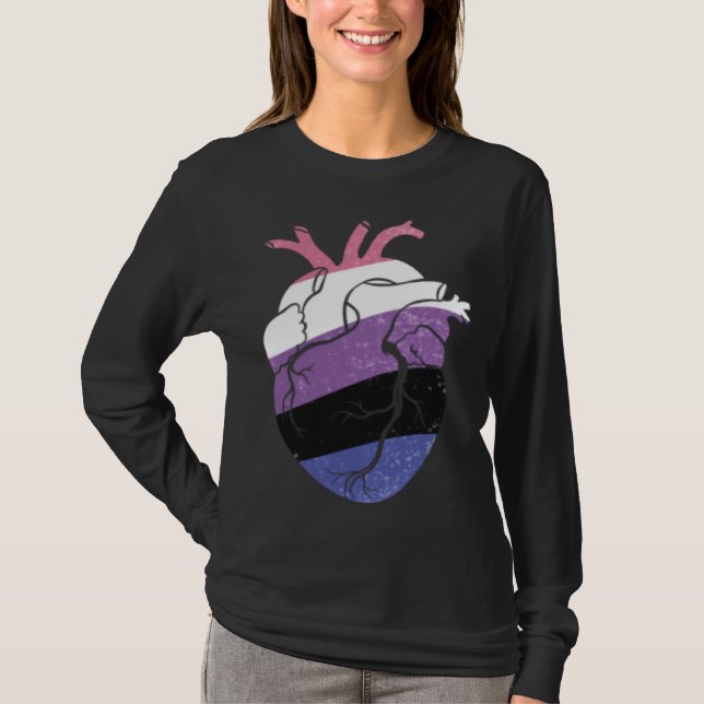 Könsfluid Pride-hjärtrygg flagga T Shirt (Framsida)