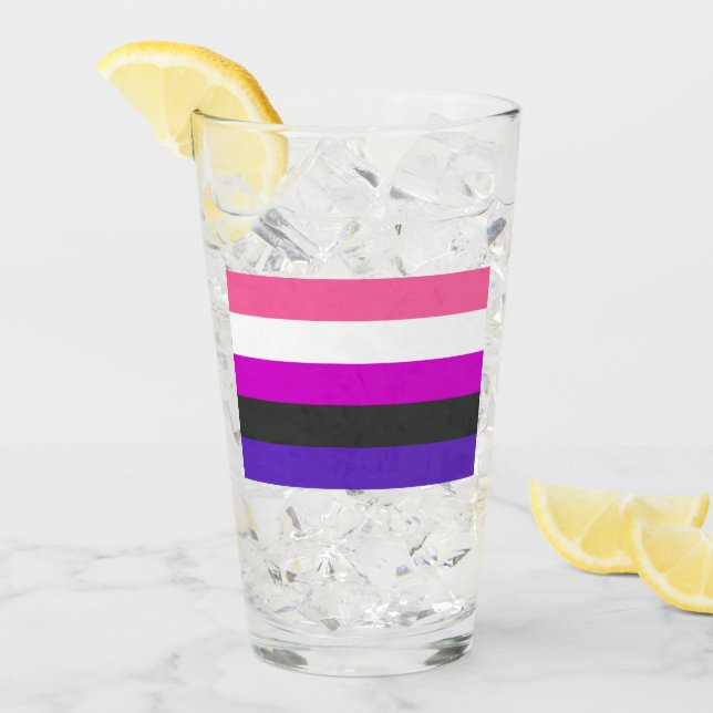 Könsfluid Prideflagga Glaskopp (Framsida Ice)
