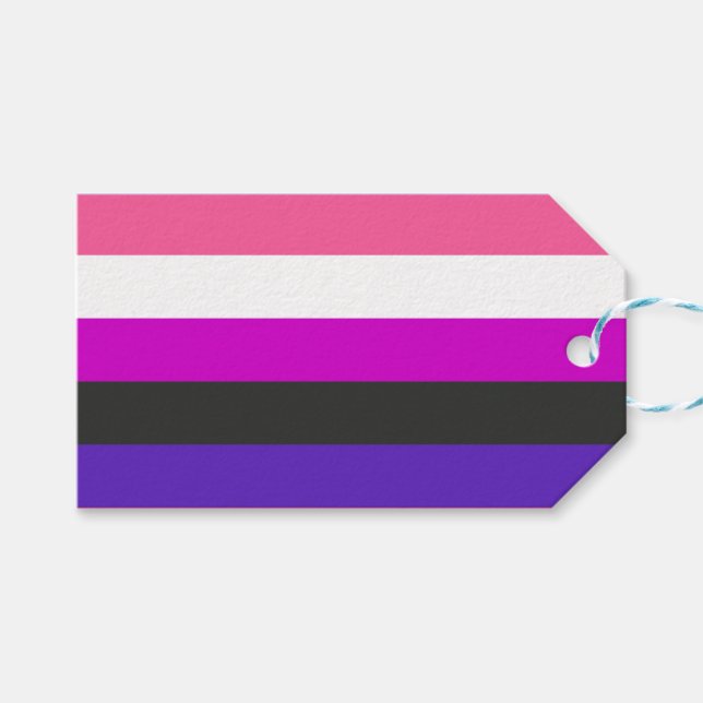 Könsfluid Prideflagga Presentetikett (Framsidan (Horisontell))