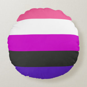Könsfluid Prideflagga Rund Kudde