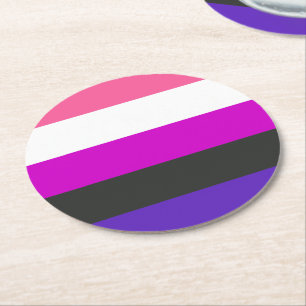 Könsfluid Prideflagga Underlägg Papper Rund