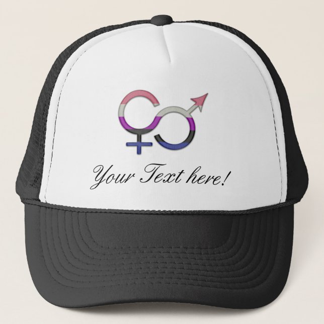 Könsfluid-symbol i Pride-flaggans färger Truckerkeps (Framsida)