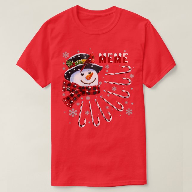 Könsfonen Meman jul Snögubbe med Candy Can T Shirt (Design framsida)
