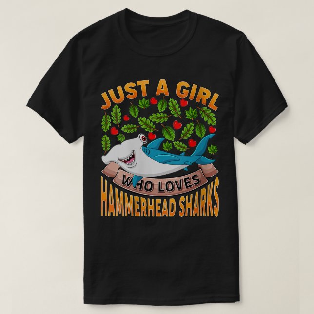 Könsfont Shark Älskare Bara en flicka som Kärlek H T Shirt (Design framsida)