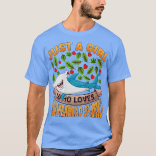 Könsfont Shark Älskare Bara en flicka som Kärlek H T Shirt