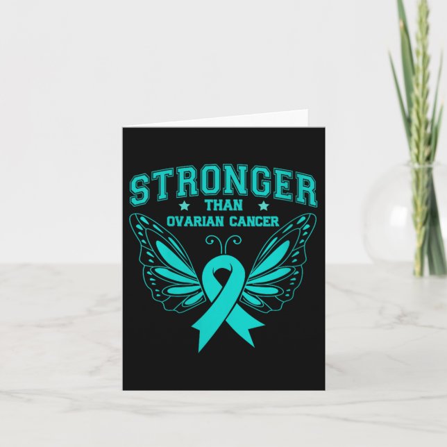 Könsförstärkare sen cancer Teal Butterfly Ovarian Kort (Framsida)