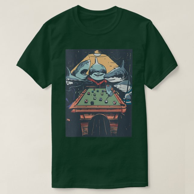Könshajar som spelar Bassäng Billard VNeck T Shirt (Design framsida)
