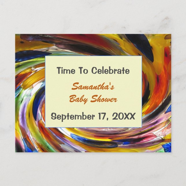 Könsinbjudan till babyskor Kön Neutral färg Vykort (Framsida)