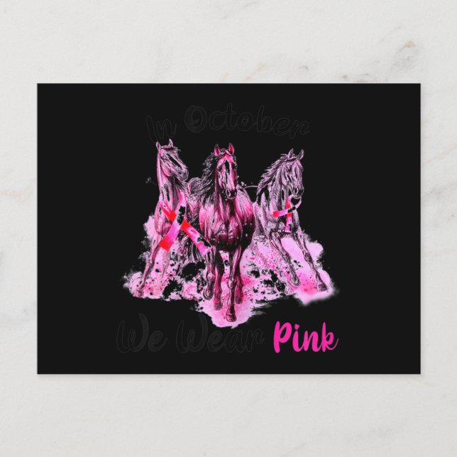 Könsmedvetenhet i oktober vi Bäror Rosa Horse Bre Vykort (Framsida)